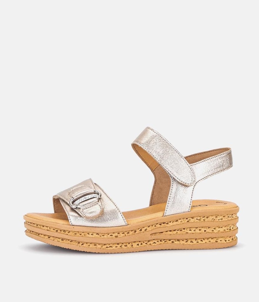 Gabor Gabor Glam Metallic Gold Wedge Sandals Clearance