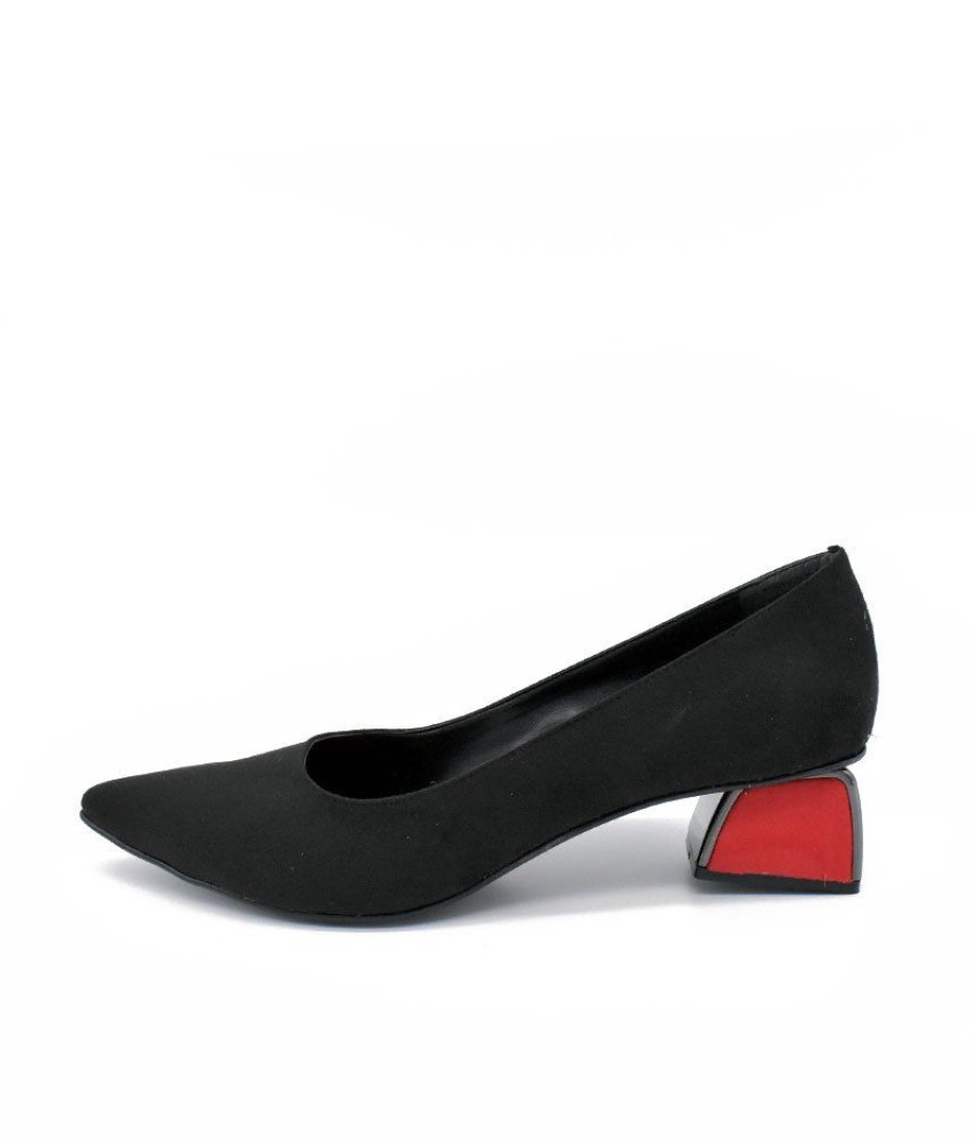 Belle & Lucy Fab Black Pointy Toe Block Heels Hot