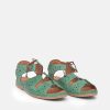 Palmiya Cute Green Cut Out Leather Sandals Hot