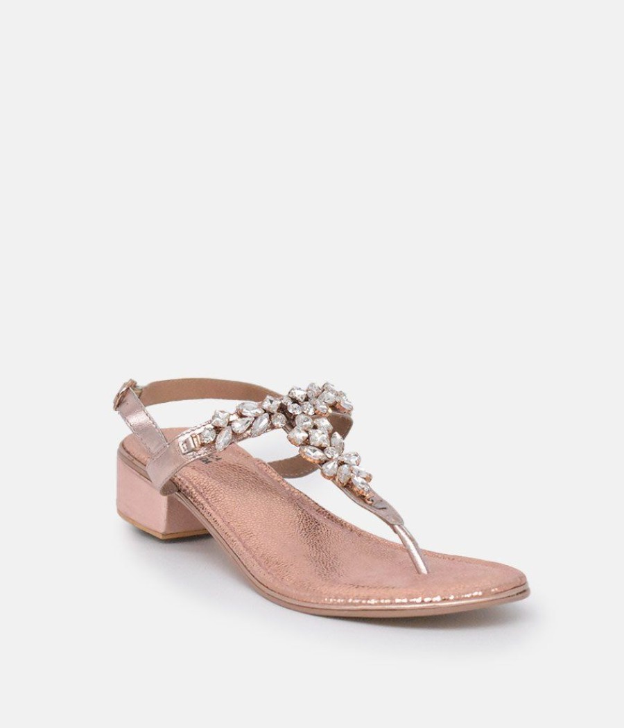 Bottega Bottega Rose Gold Embellished Block Heel Sandal Online