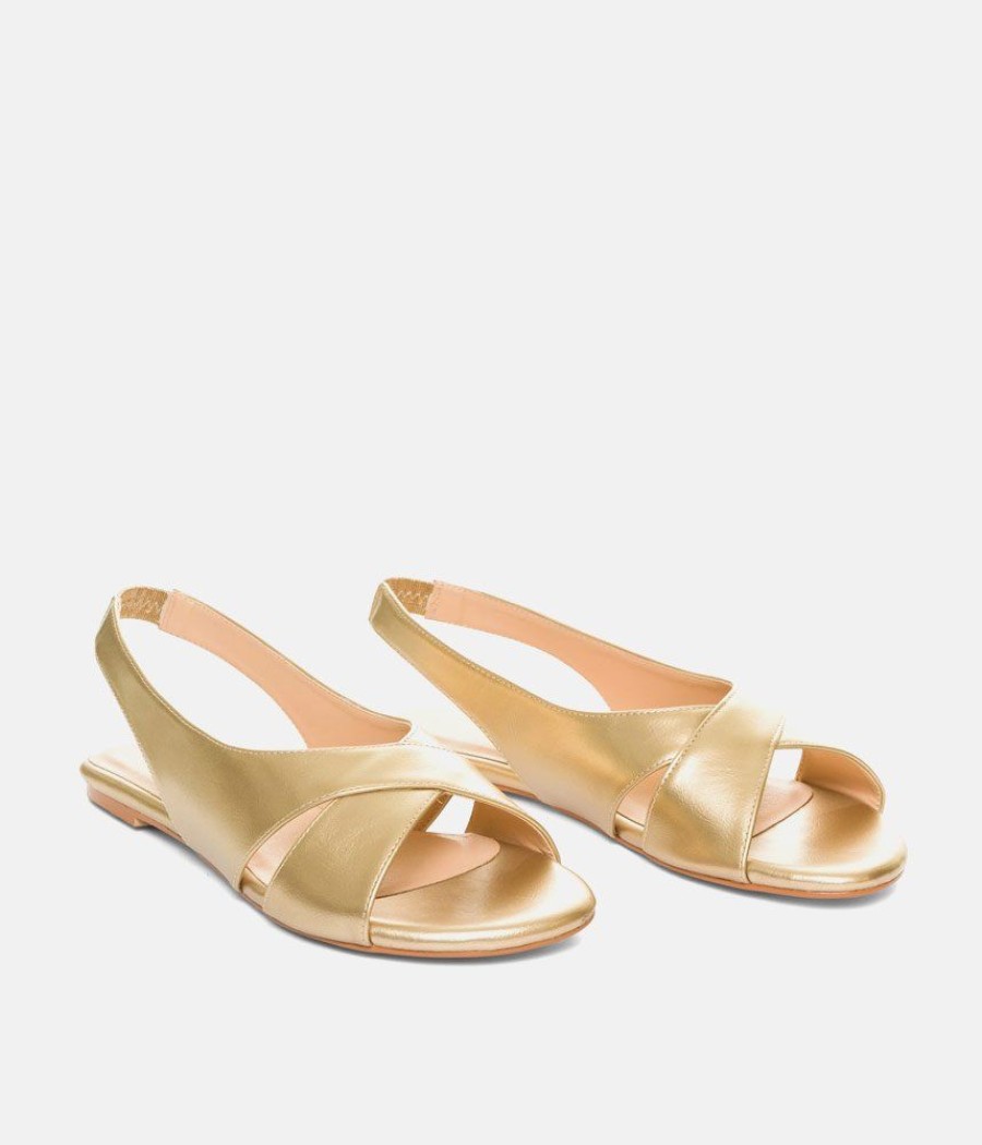 Andres Machado Dressy Gold Slingback Flats Best