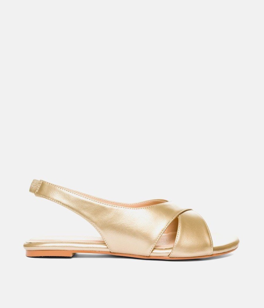 Andres Machado Dressy Gold Slingback Flats Best