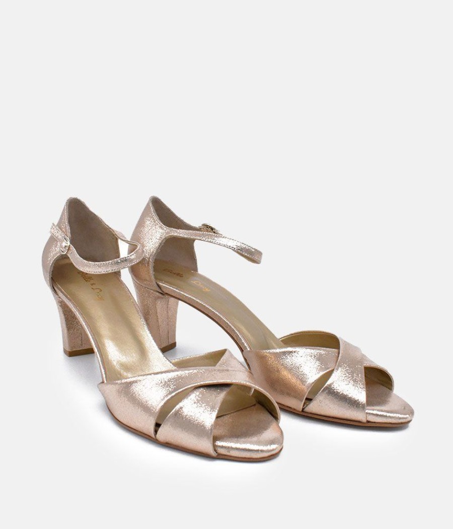 Belle & Lucy Glam Gold Ankle Strap Sandals Best