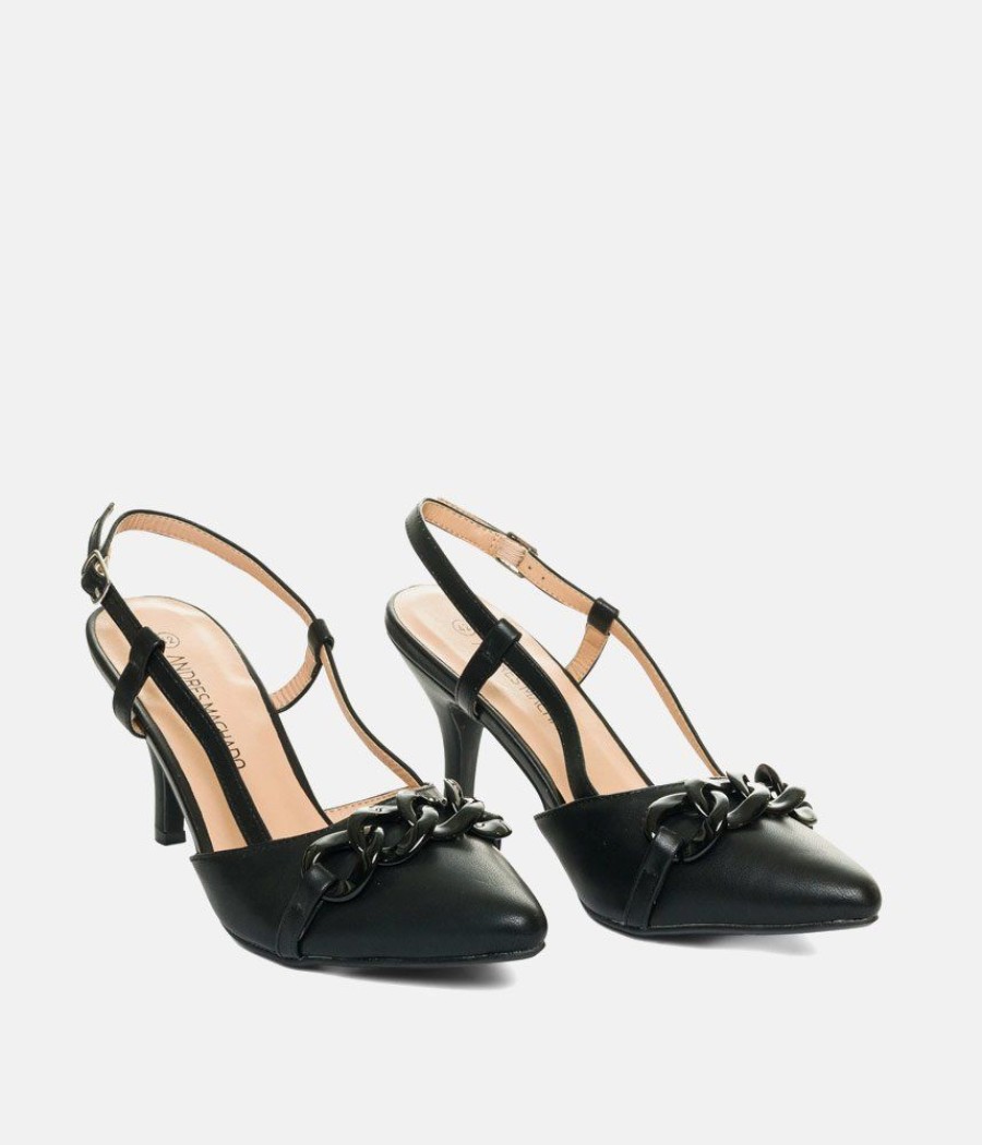 Andres Machado Dressy Black Patent Slingback Heels Hot