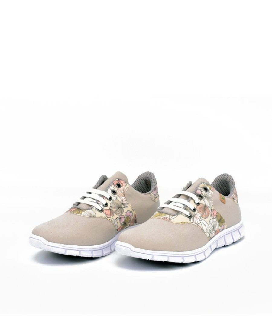 Cinderella Shoes Cinderella Vegan Pretty Floral Beige Trainers Wholesale