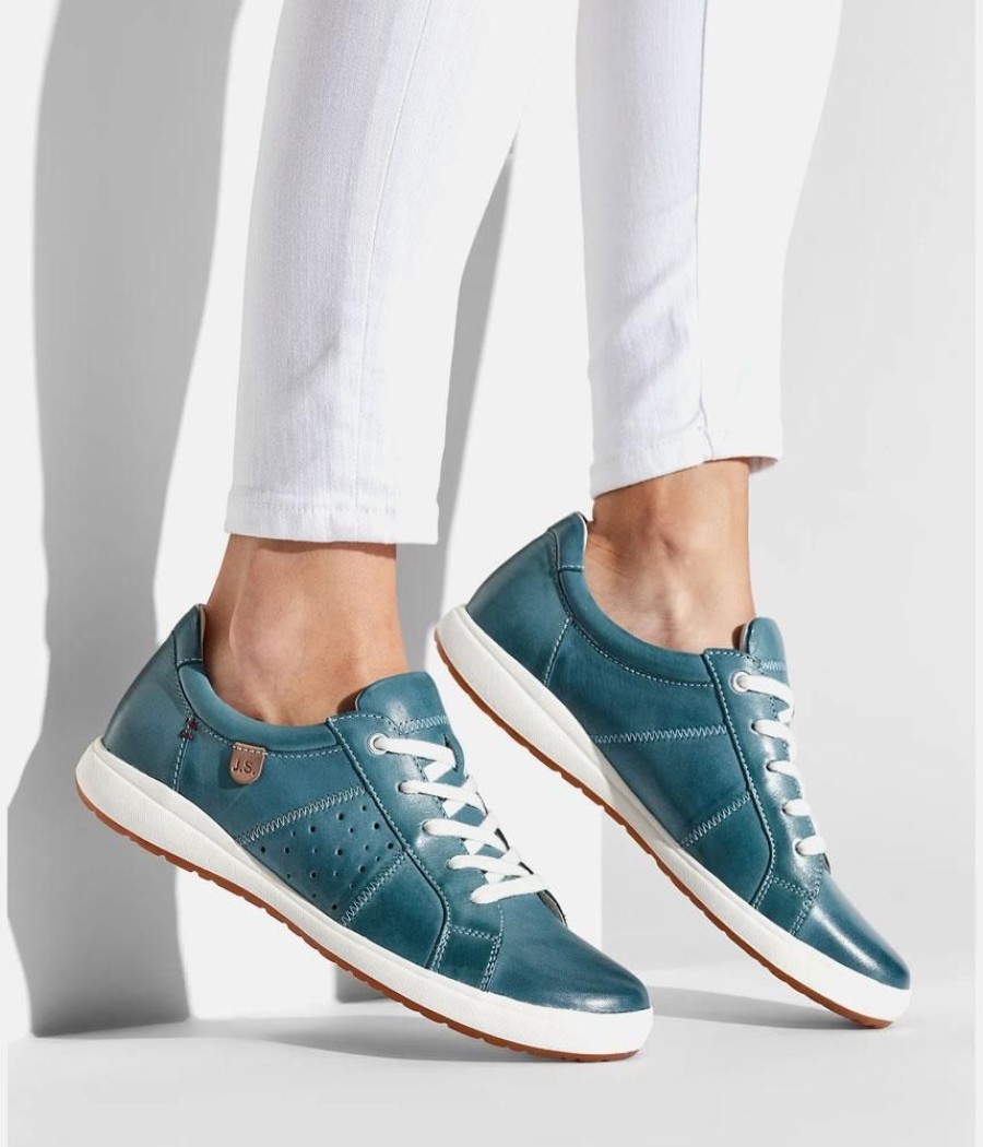 Josef Seibel Josef Seibel Casual Aqua Blue Leather Trainer Best