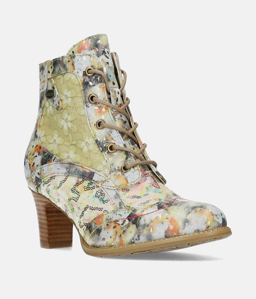 Laura Vita Laura Vita Pretty Beige Multi Colour Ankle Boots New