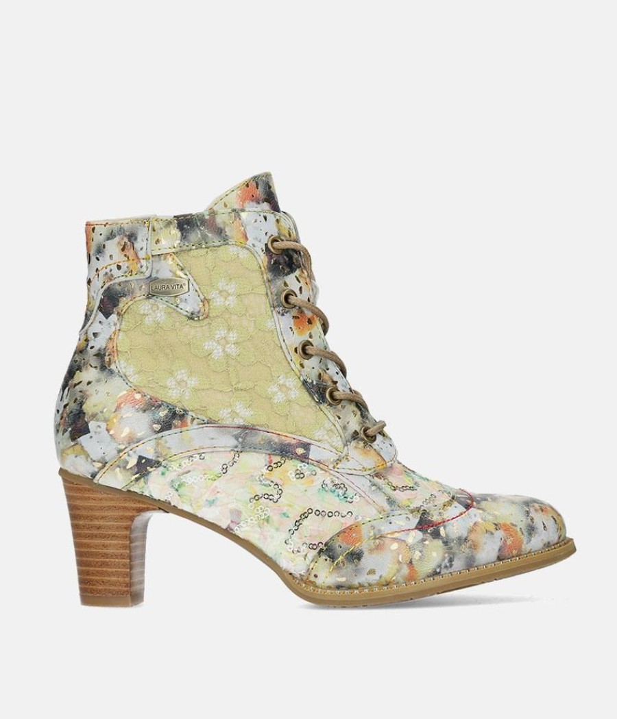 Laura Vita Laura Vita Pretty Beige Multi Colour Ankle Boots New