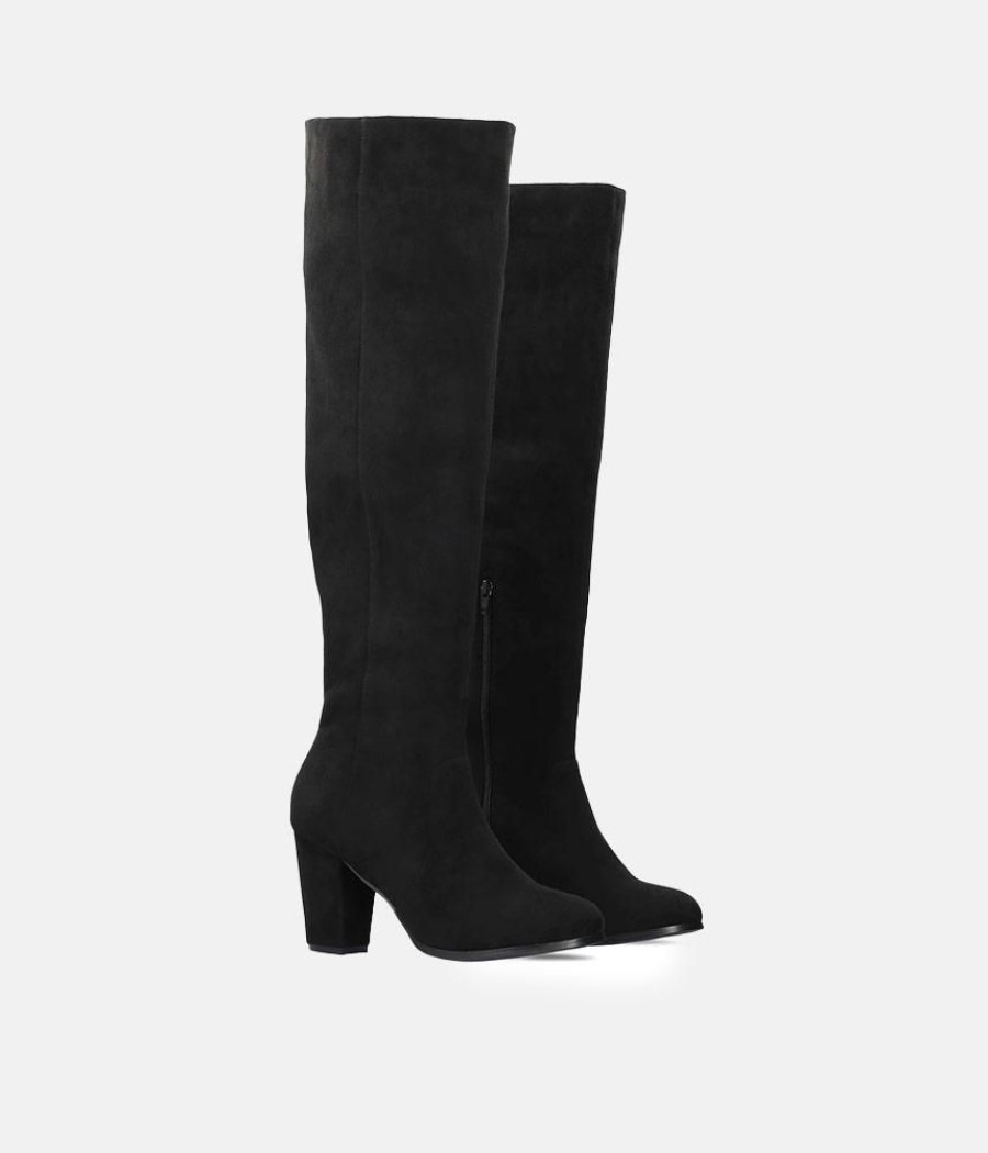 Andres Machado Plush Black Suede Knee High Long Boots New