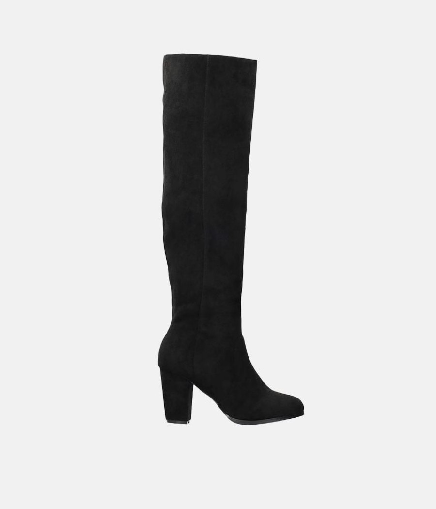 Andres Machado Plush Black Suede Knee High Long Boots New