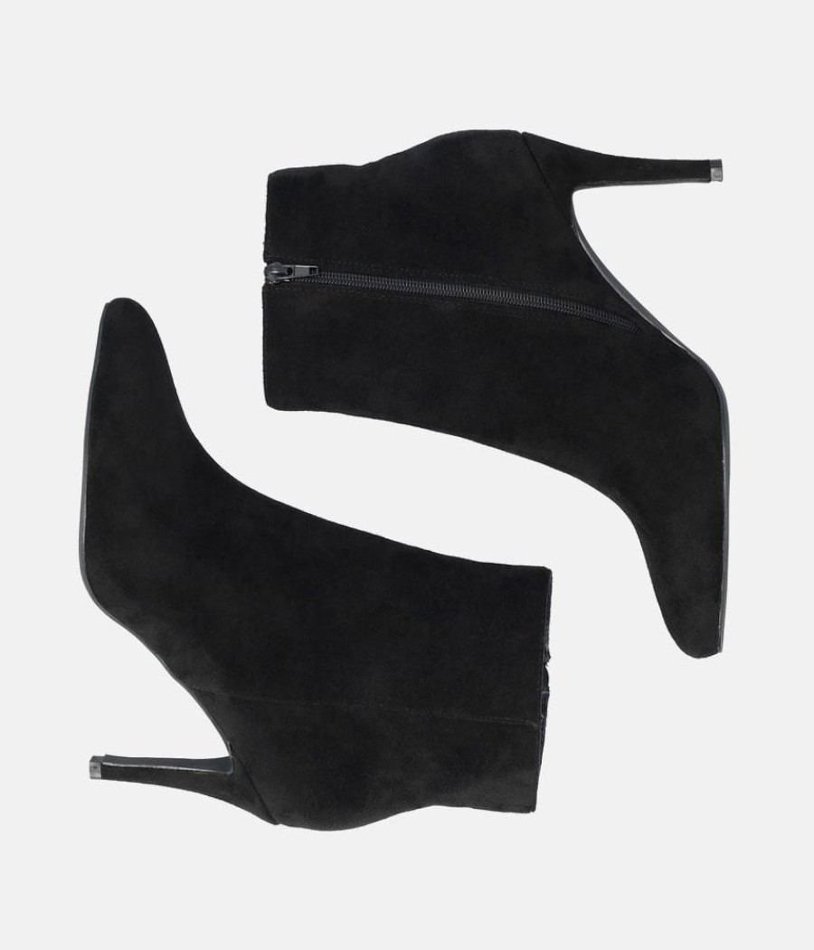 Cinderella Shoes Sky High Black Suede Stiletto Heel Booties Clearance