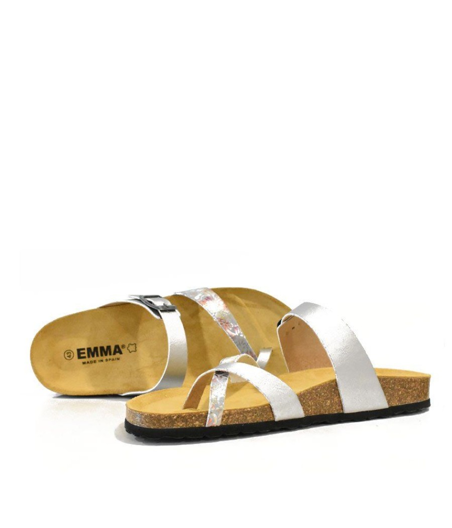 Emma Gorgeous Silver Combi Leather Thong Sandal Clearance