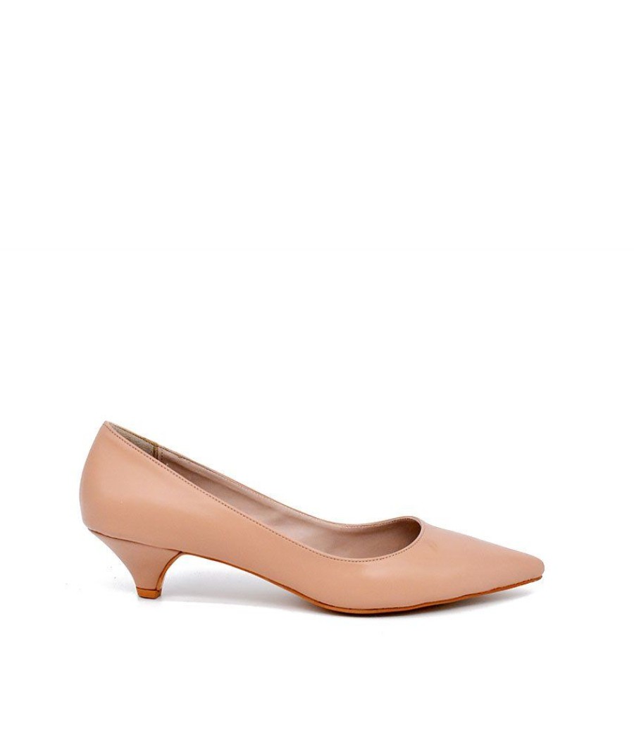 Belle & Lucy Classic Beige Kitten Heels Clearance