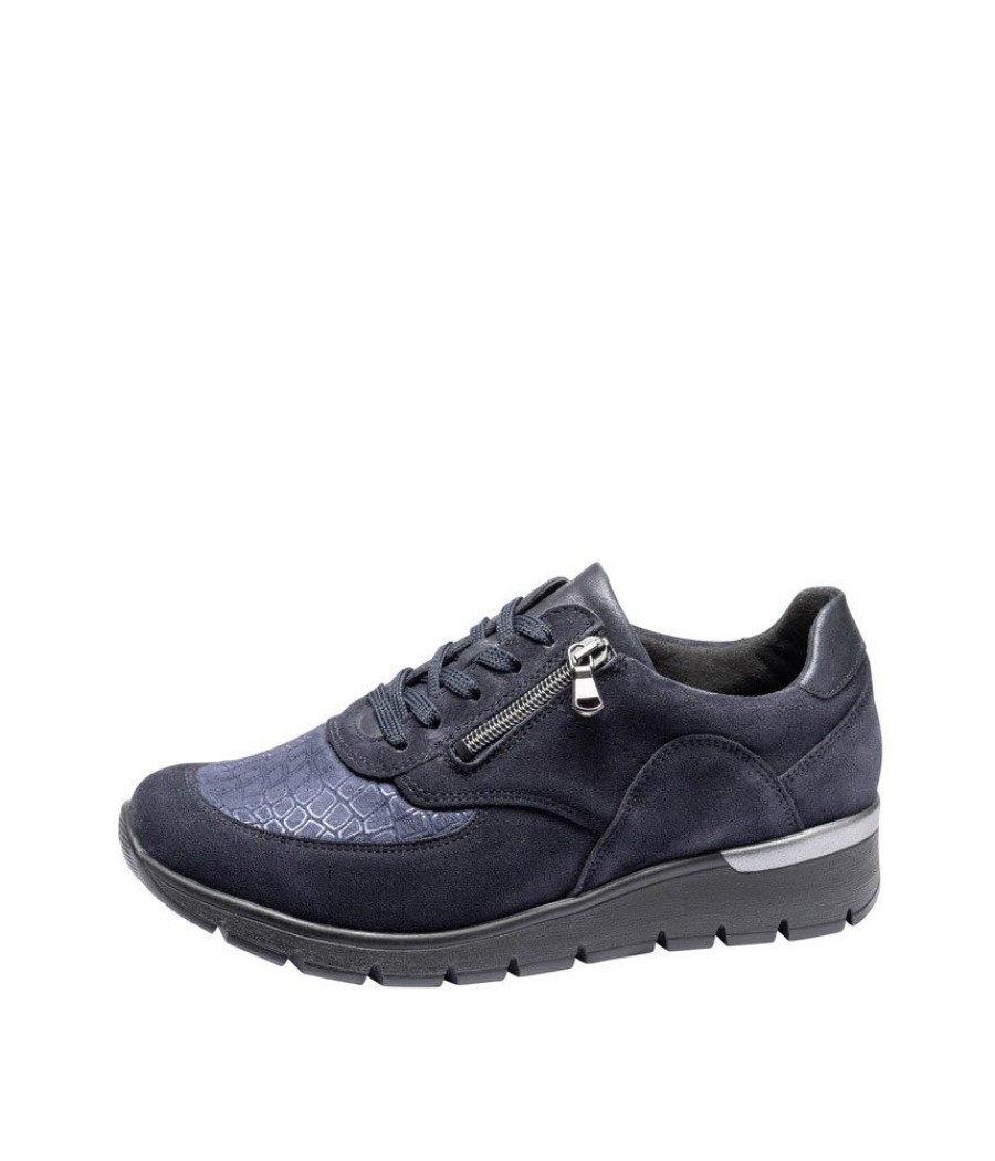 Waldlaufer Waldlaufer Fashionable Wide Fit Navy Combi Sneakers Hot