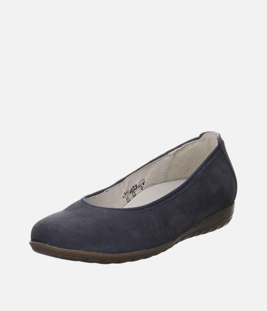 Waldlaufer Stylish Navy Suede Wide Fit Ballerinas Online