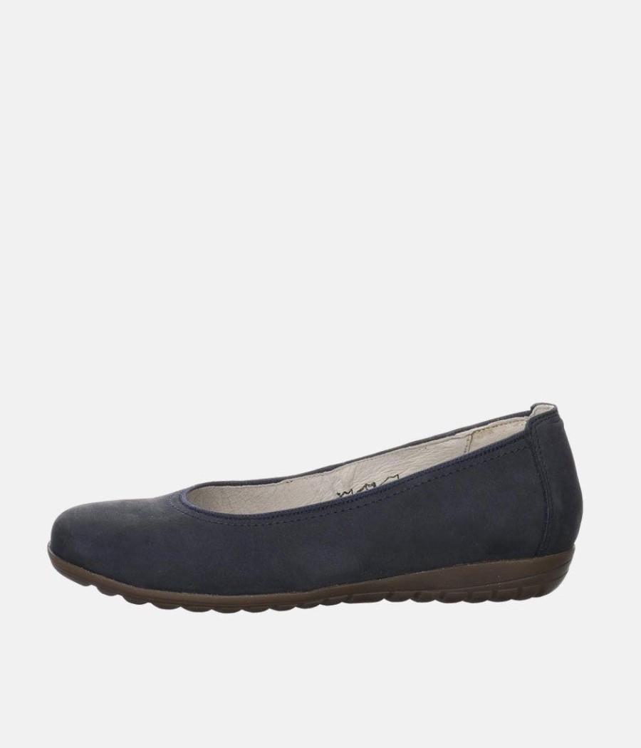 Waldlaufer Stylish Navy Suede Wide Fit Ballerinas Online