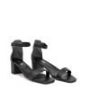 Belle & Lucy Barely There Black Leather Block Heels Hot