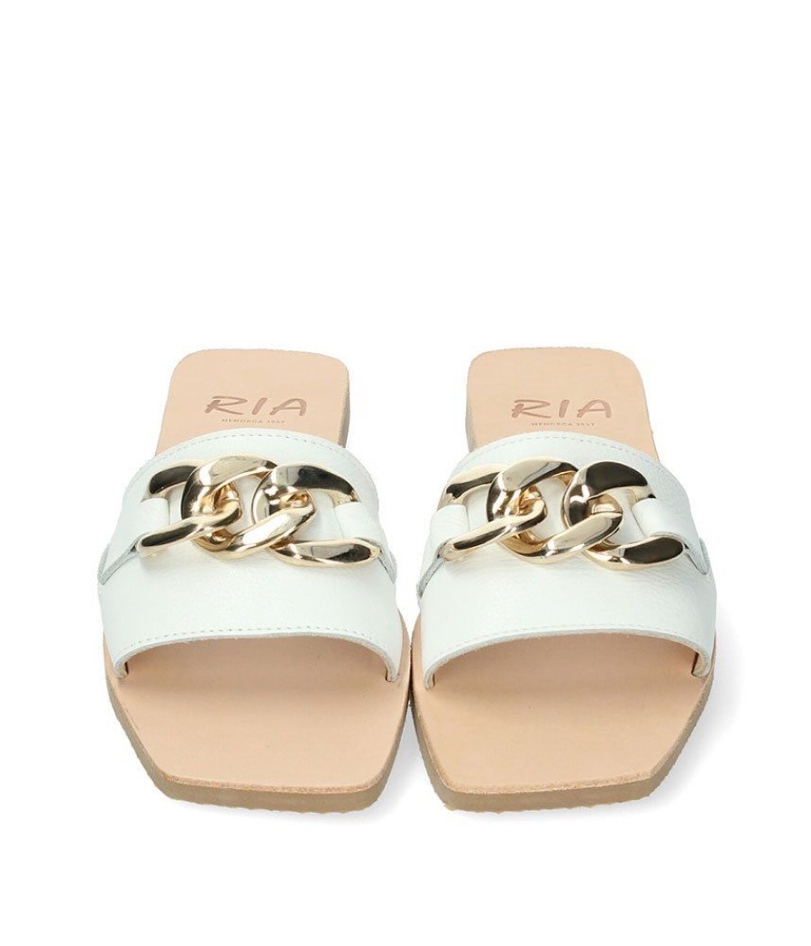 Ria Ria Luxurious White Leather Slip On Sandals Hot