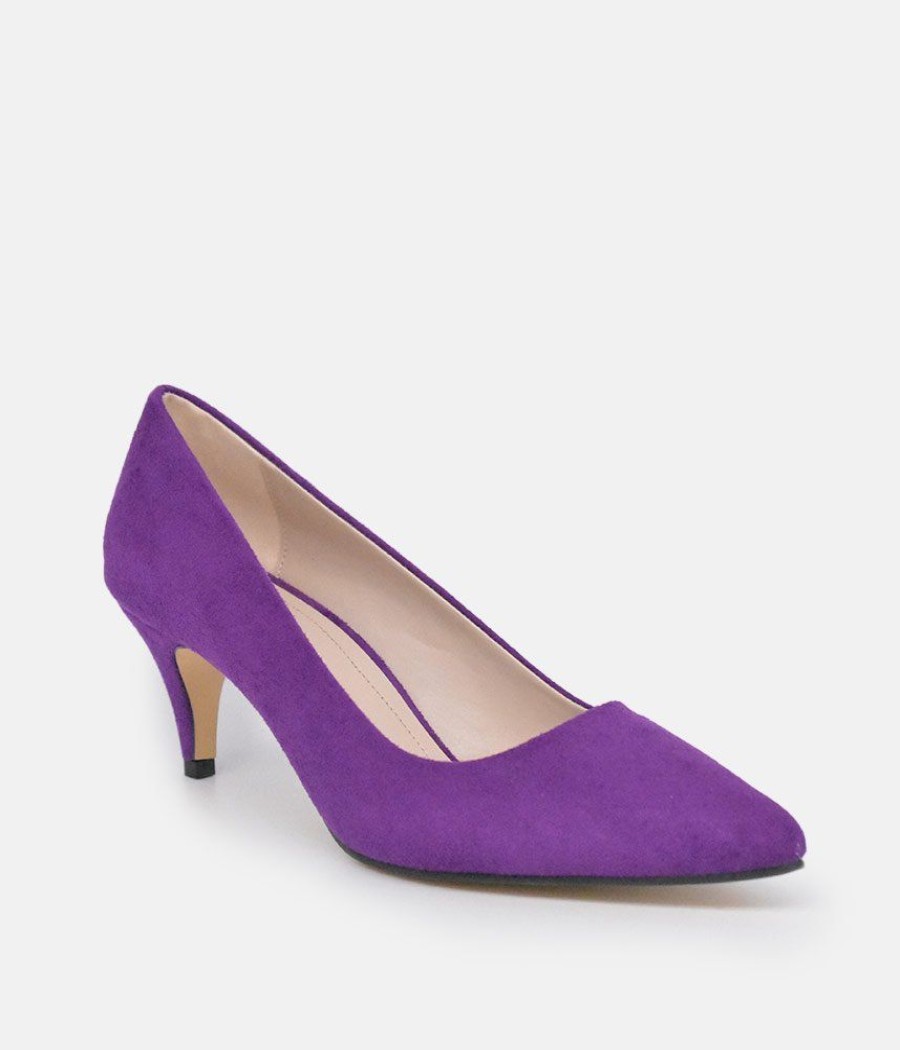 Belle & Lucy Belle & Lucy Stylish Purple Suede Midi Heels Best