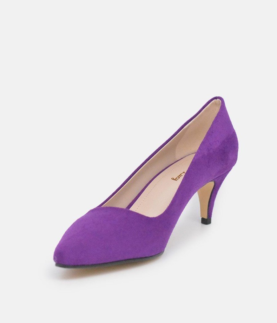 Belle & Lucy Belle & Lucy Stylish Purple Suede Midi Heels Best