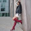 Andres Machado Gorgeous Burgundy Knee-High Boots Clearance