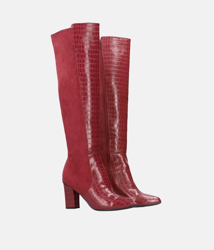 Andres Machado Gorgeous Burgundy Knee-High Boots Clearance