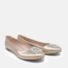 Belle & Lucy Plush Gold Embellished Ballet Flats Clearance