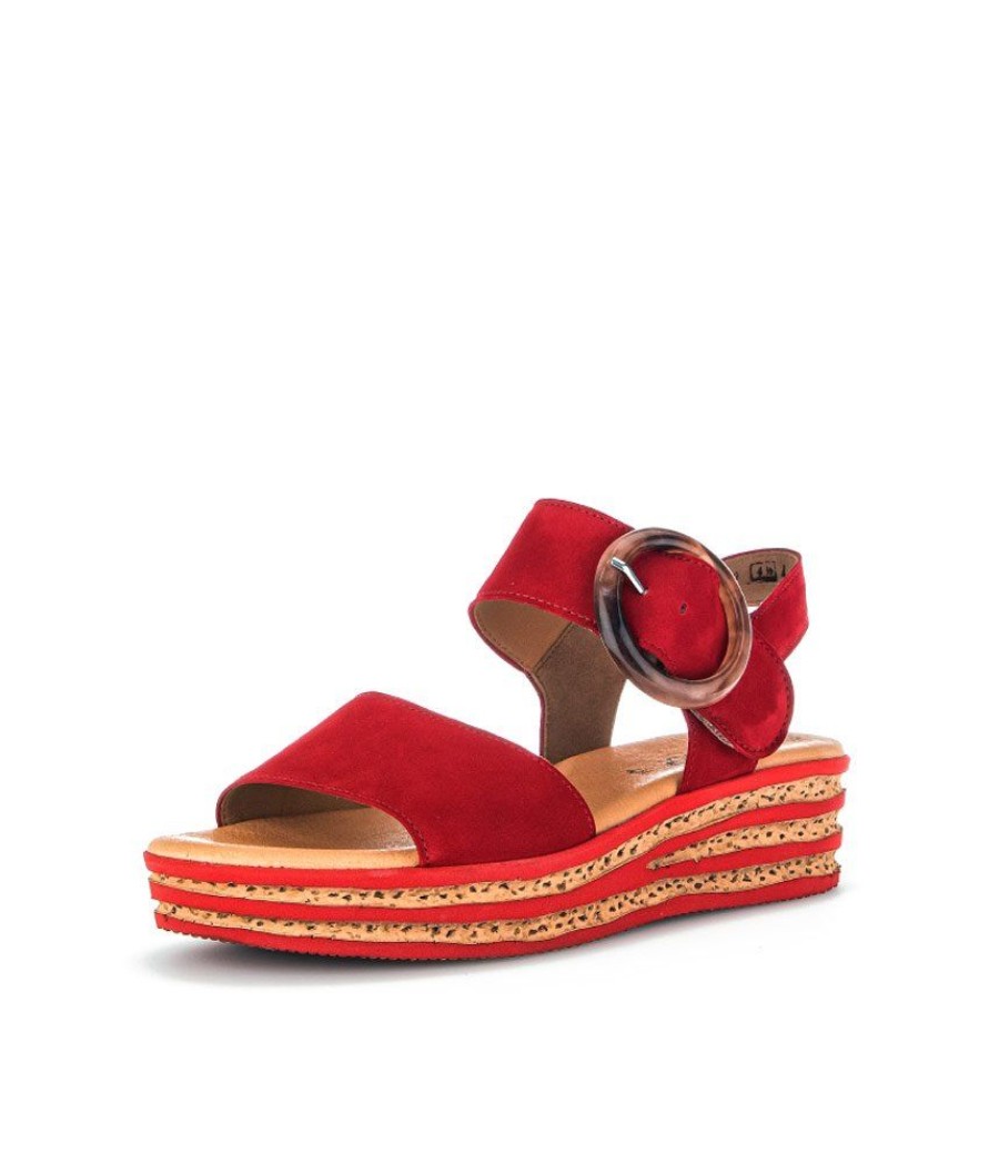 Gabor Gabor Stylish Red Cork Wedge Sandals Wholesale