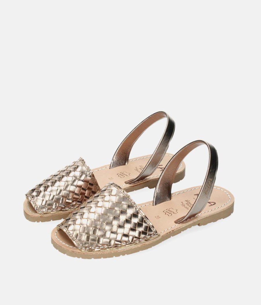 Ria Ria Glam Metallic Woven Bronze Abarca Sandal Wholesale