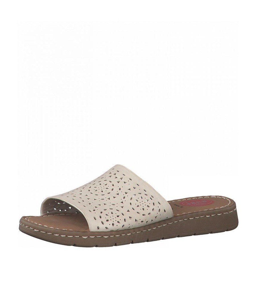 Jana Jana Pretty Ivory Leather Slides Hot