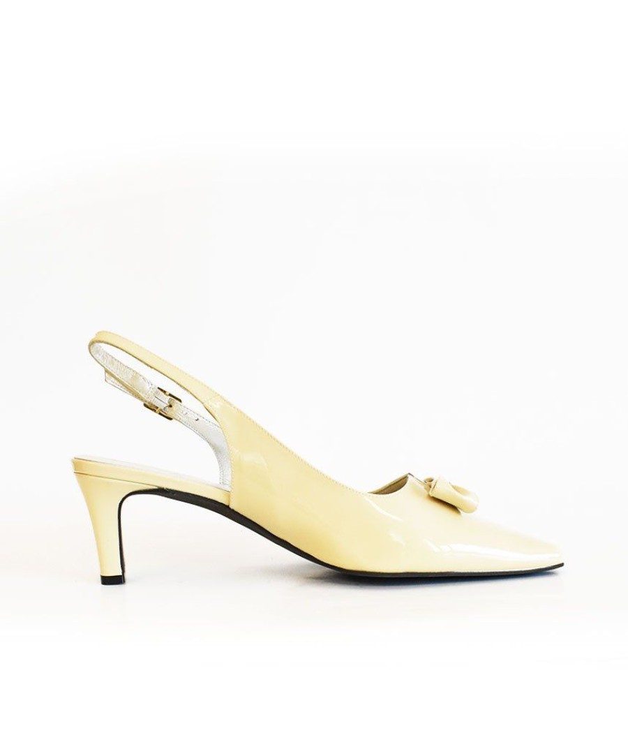 Cefalu Stylish Beige Patent Sling Back Heels Online