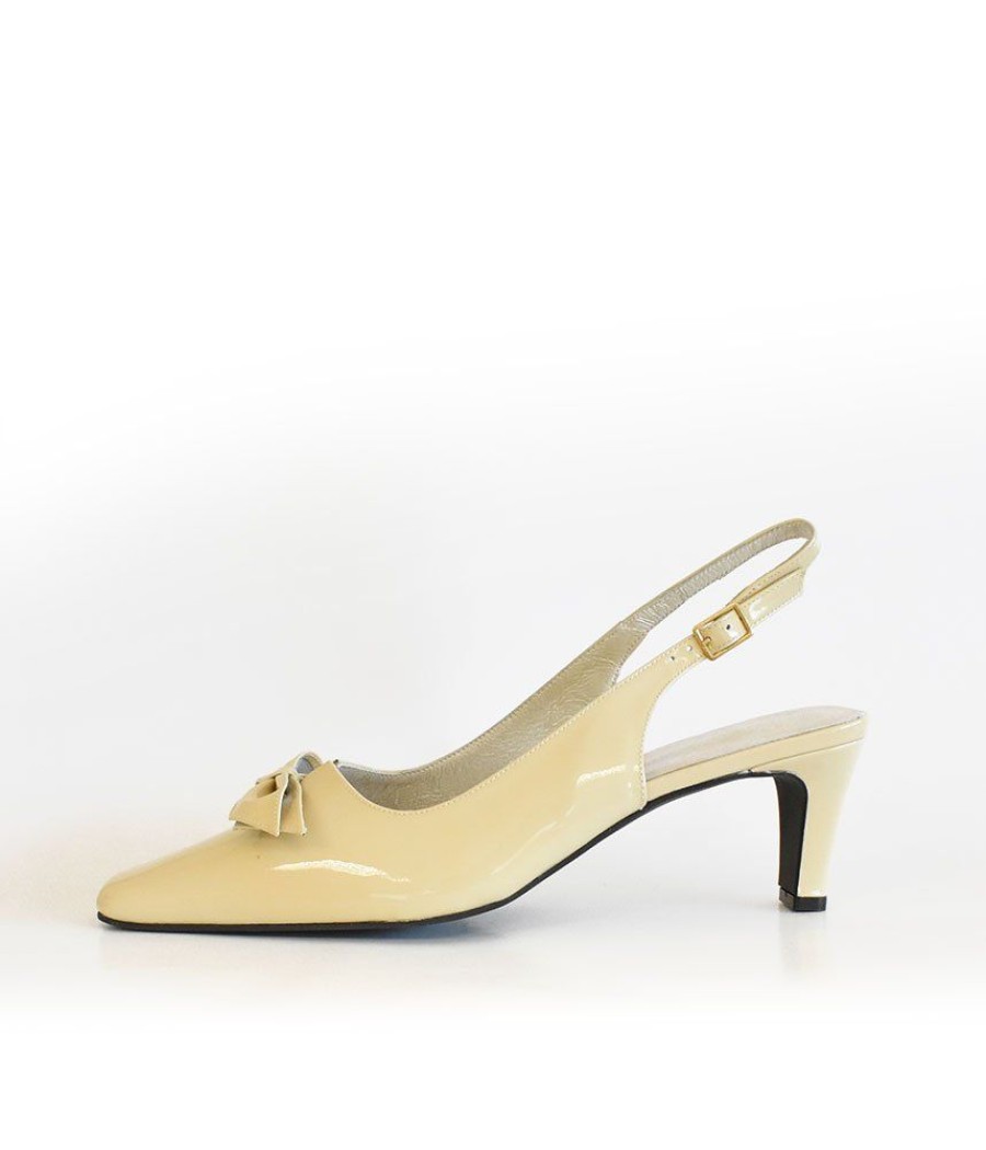 Cefalu Stylish Beige Patent Sling Back Heels Online