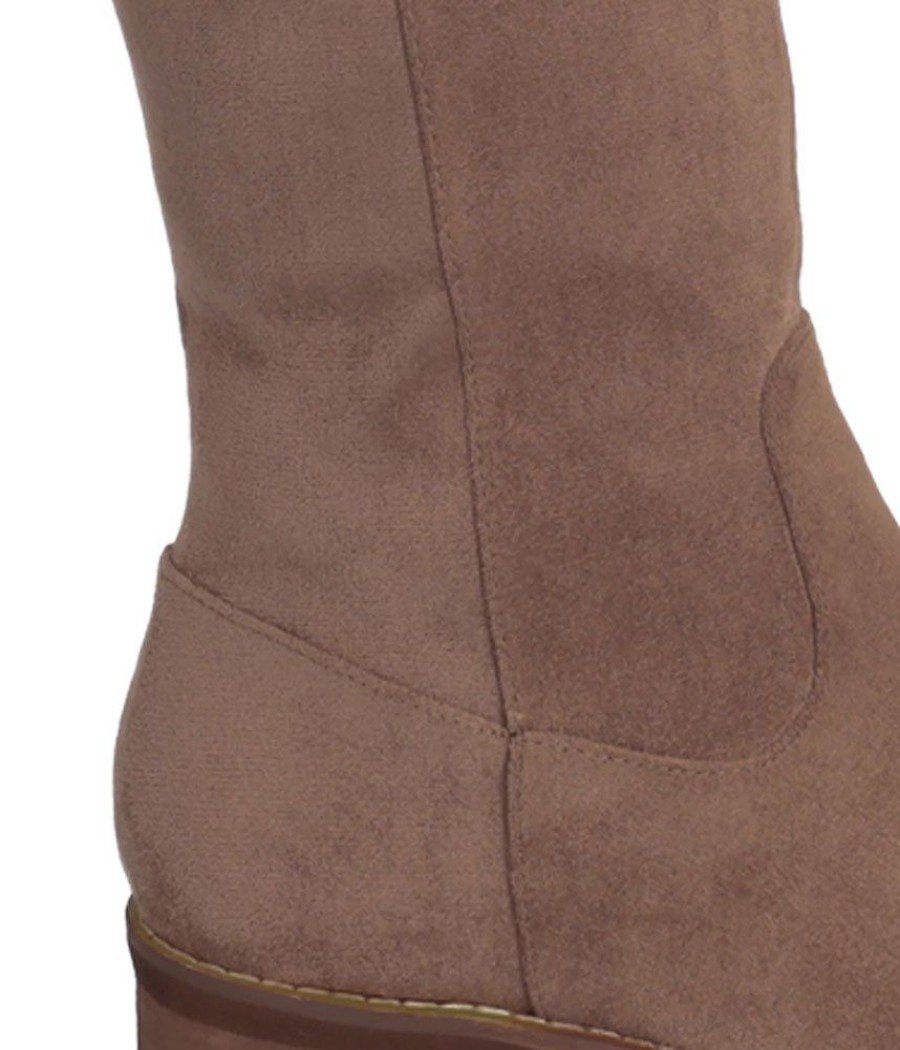 Andres Machado Stylish Flat Knee-High Boots In Light Brown Faux Suede Best