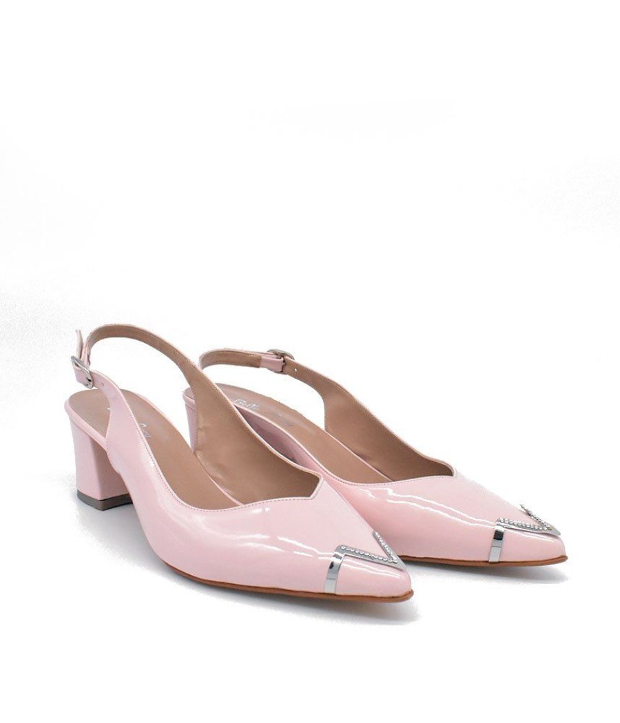 Belle & Lucy Stylish Pink Slingback Block Heels Hot