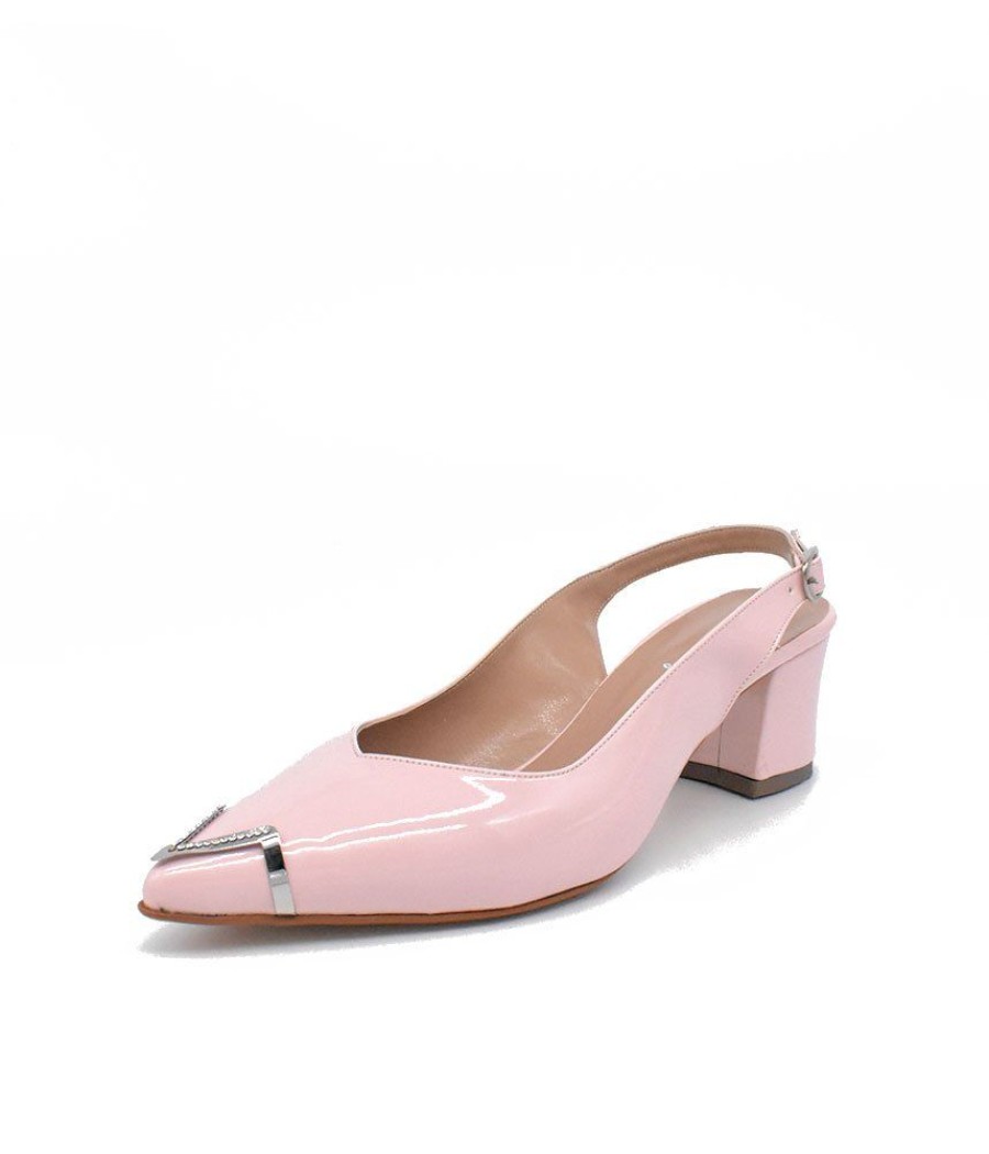 Belle & Lucy Stylish Pink Slingback Block Heels Hot