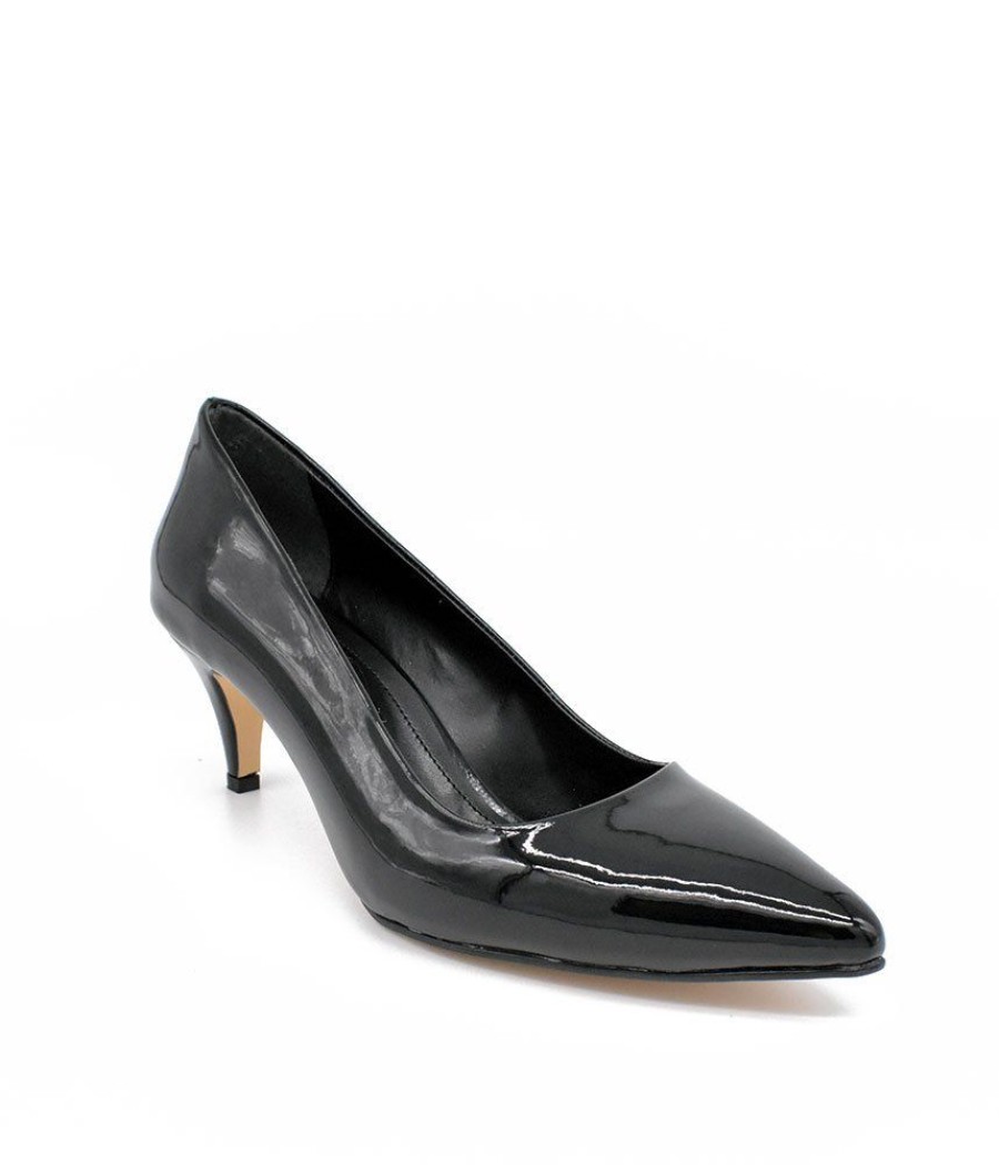 Belle & Lucy Classic Black Patent Midi Heels Wholesale