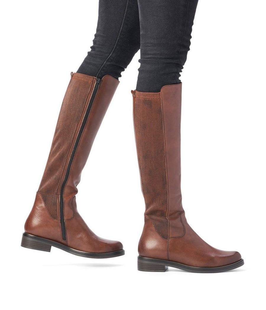 Remonte Remonte Versatile Long Brown Leather Boots Wholesale