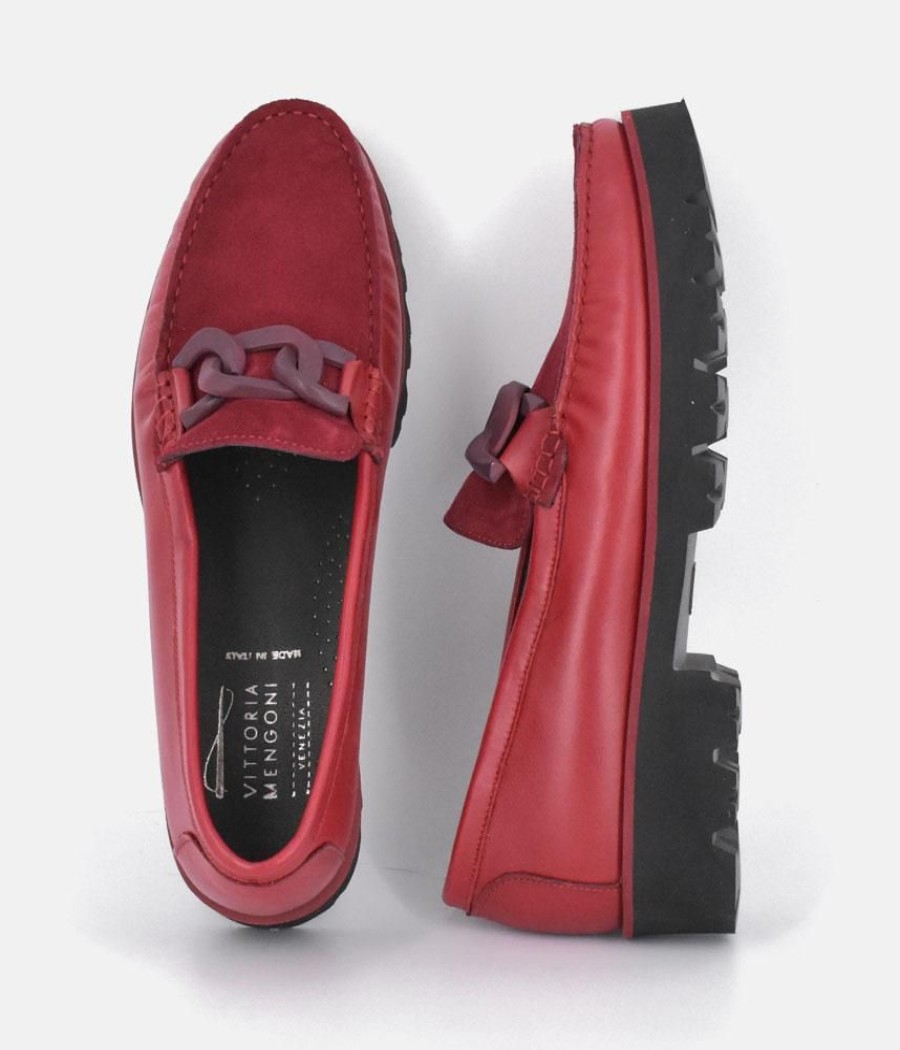 Vittoria Mengoni Vittoria Mengoni Beautiful Red Leather Loafers New