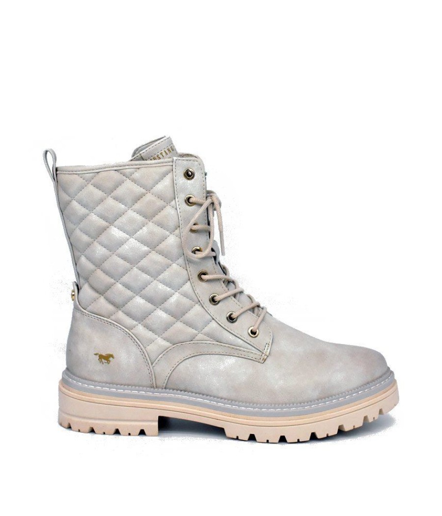 Mustang Mustang Stylish Beige Quilted Ankle Boots Clearance