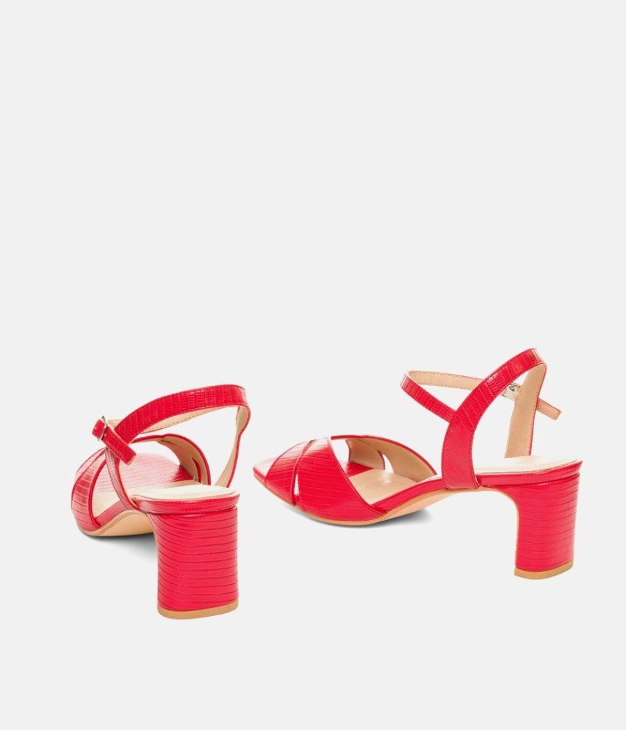 Andres Machado Gorgeous Red Block Heel Sandals Clearance